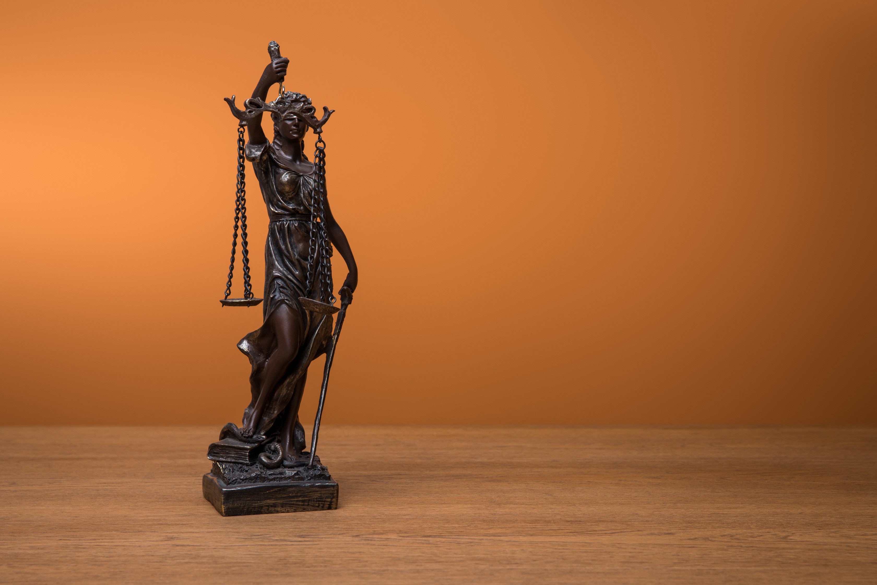 Bronze Lady Justice statue